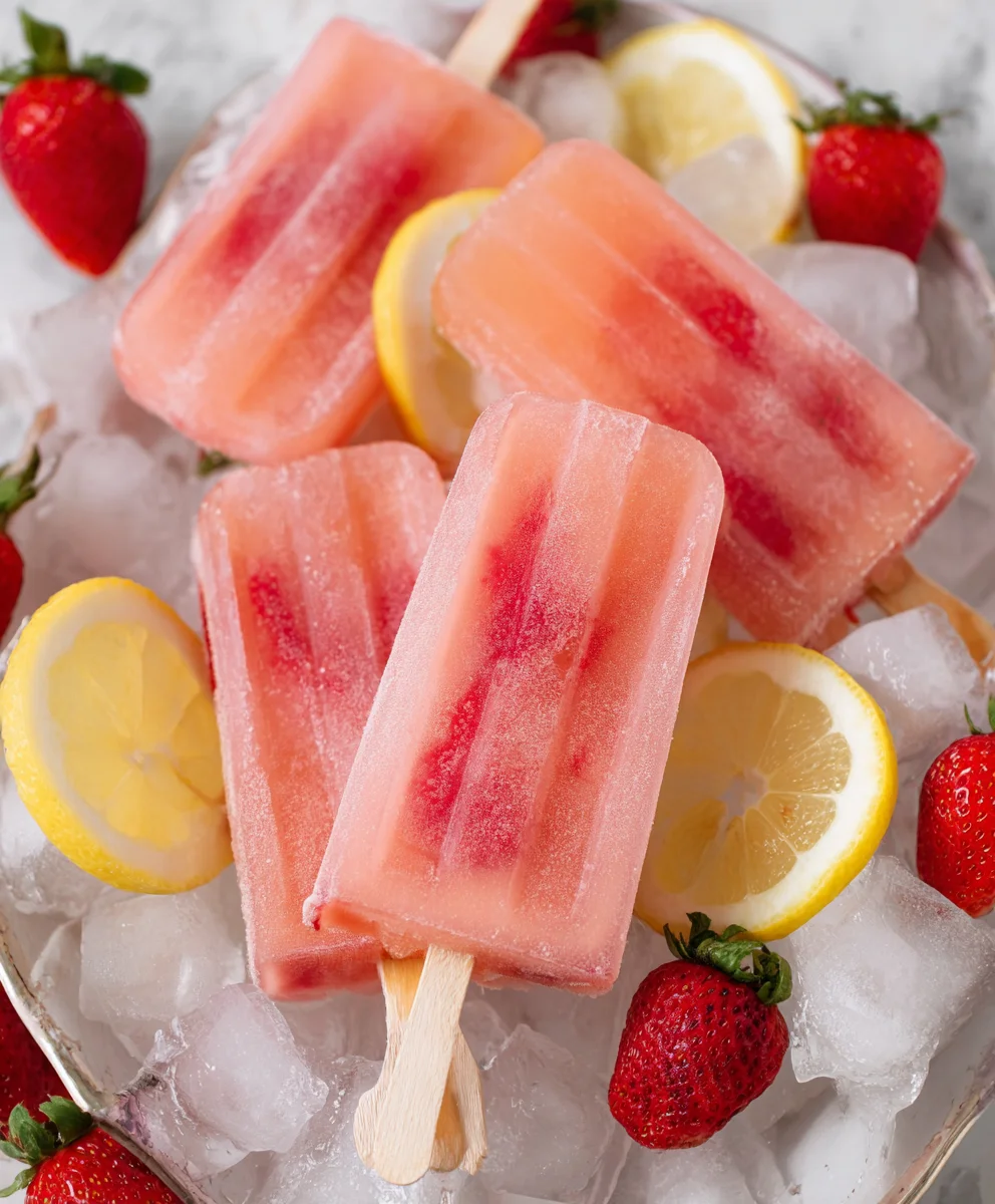 Easy Strawberry Lemonade Popsicles-Refreshing Treat