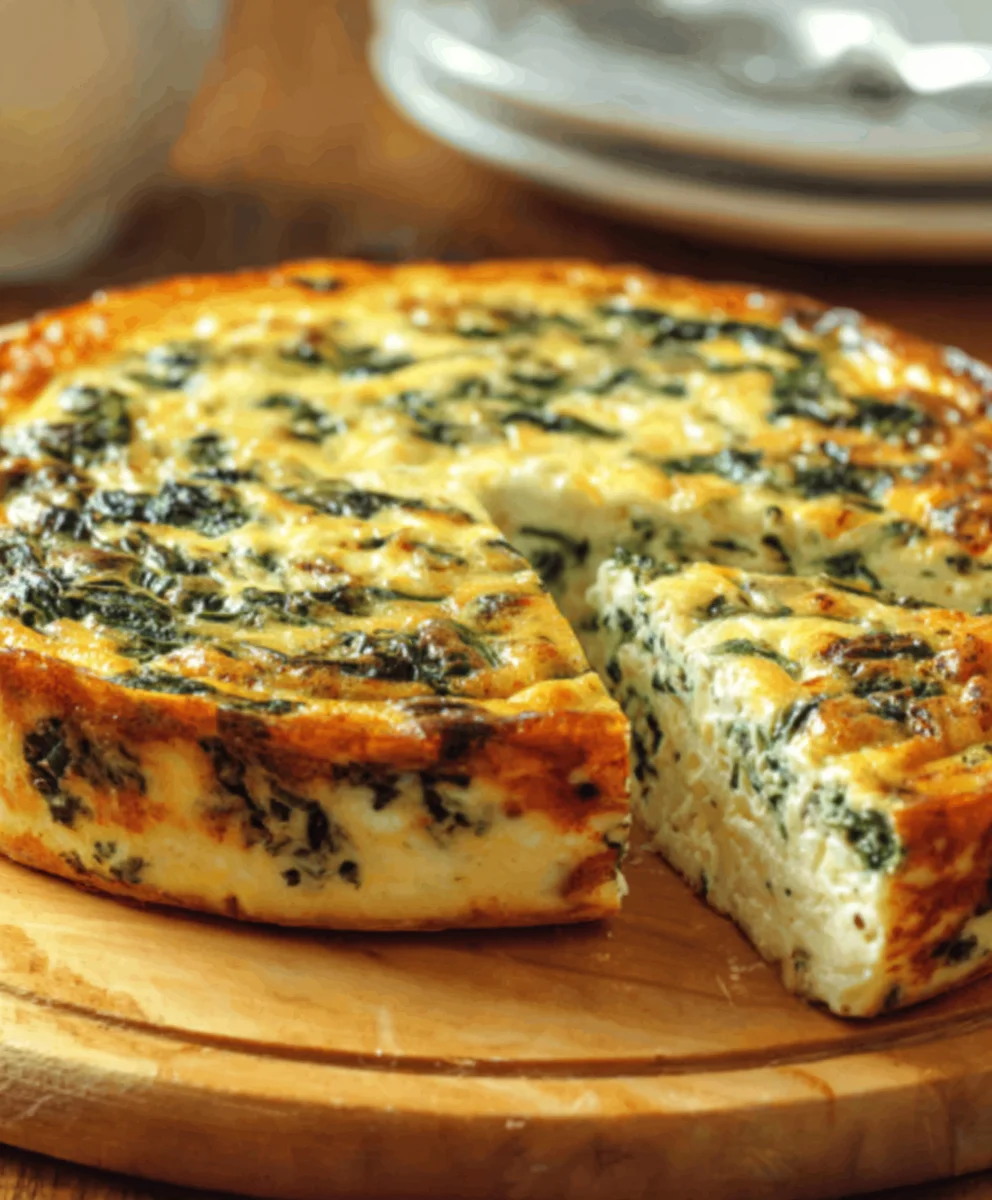 Spinach Cottage Cheese Crustless Quiche Recipe