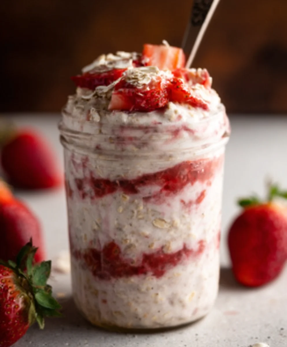 Strawberry Cheesecake Overnight Oats Recipe - Easy & Delicious