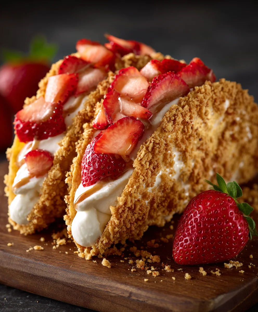 Strawberry Crunch Cheesecake Tacos-Easy Dessert Recipe