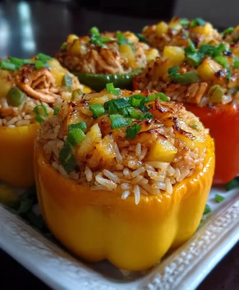 Teriyaki Pineapple Chicken Stuffed Peppers- Sweet Savory