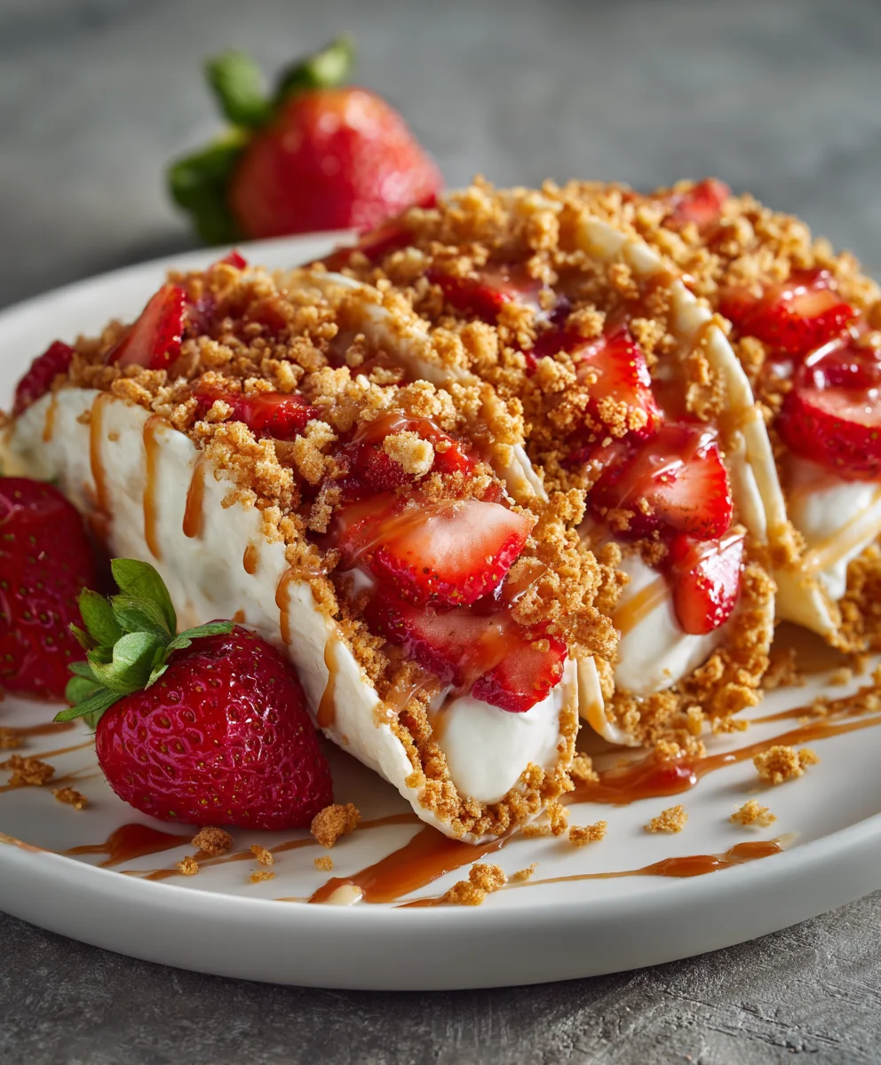 Strawberry Crunch Cheesecake Tacos-Easy Dessert Recipe