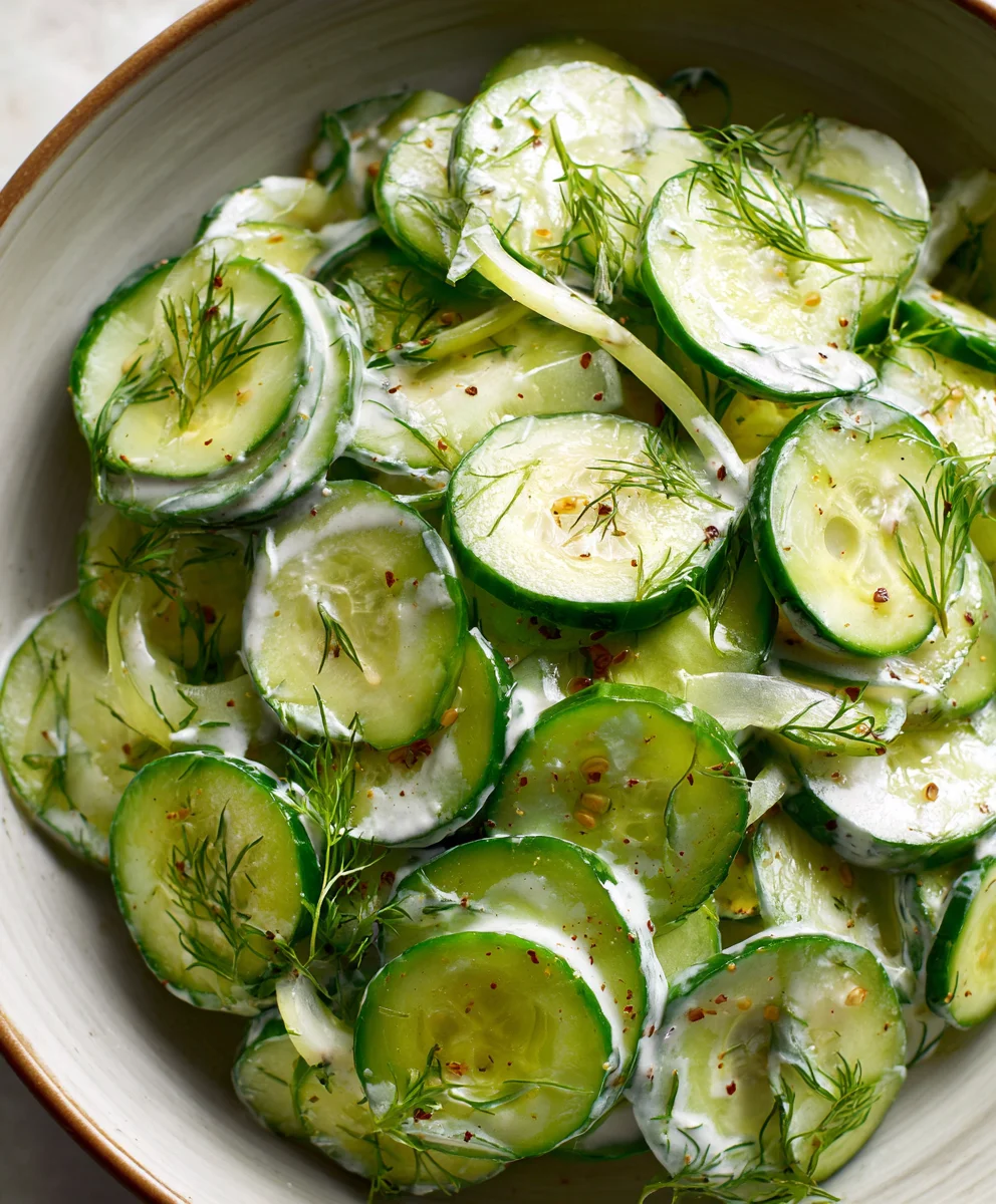 Creamy Cucumber Salad- Easy & Refreshing Recipe