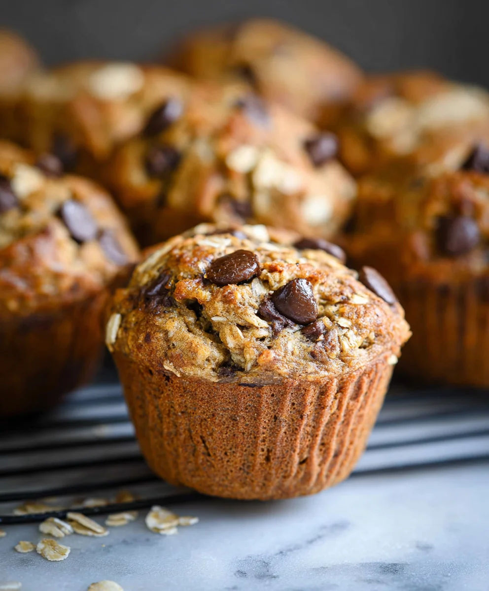 Healthy Banana Oatmeal Muffins-Chocolate Chip Delight