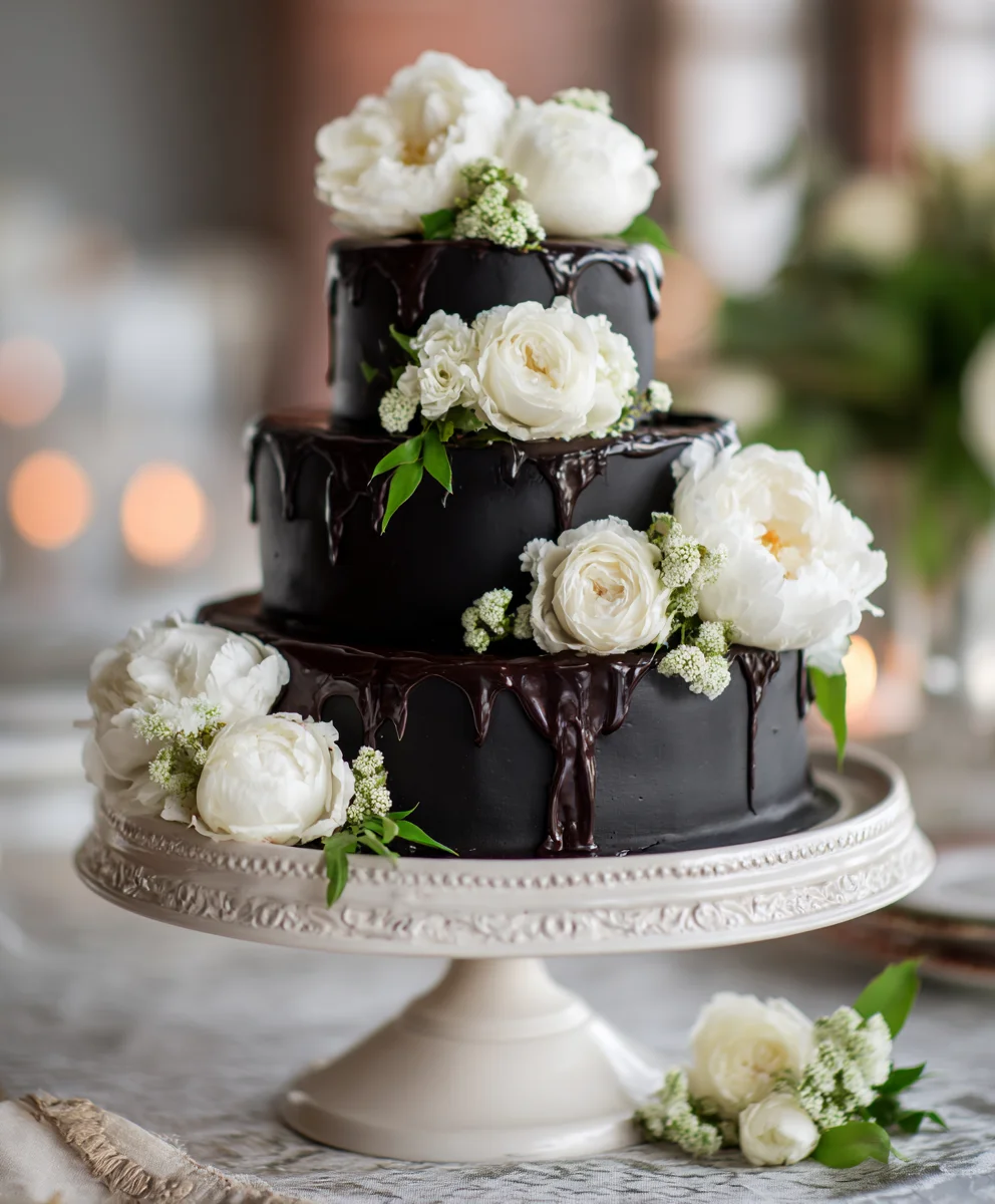 Elegant Black Tie Wedding Wool Factory Flower Grandmas