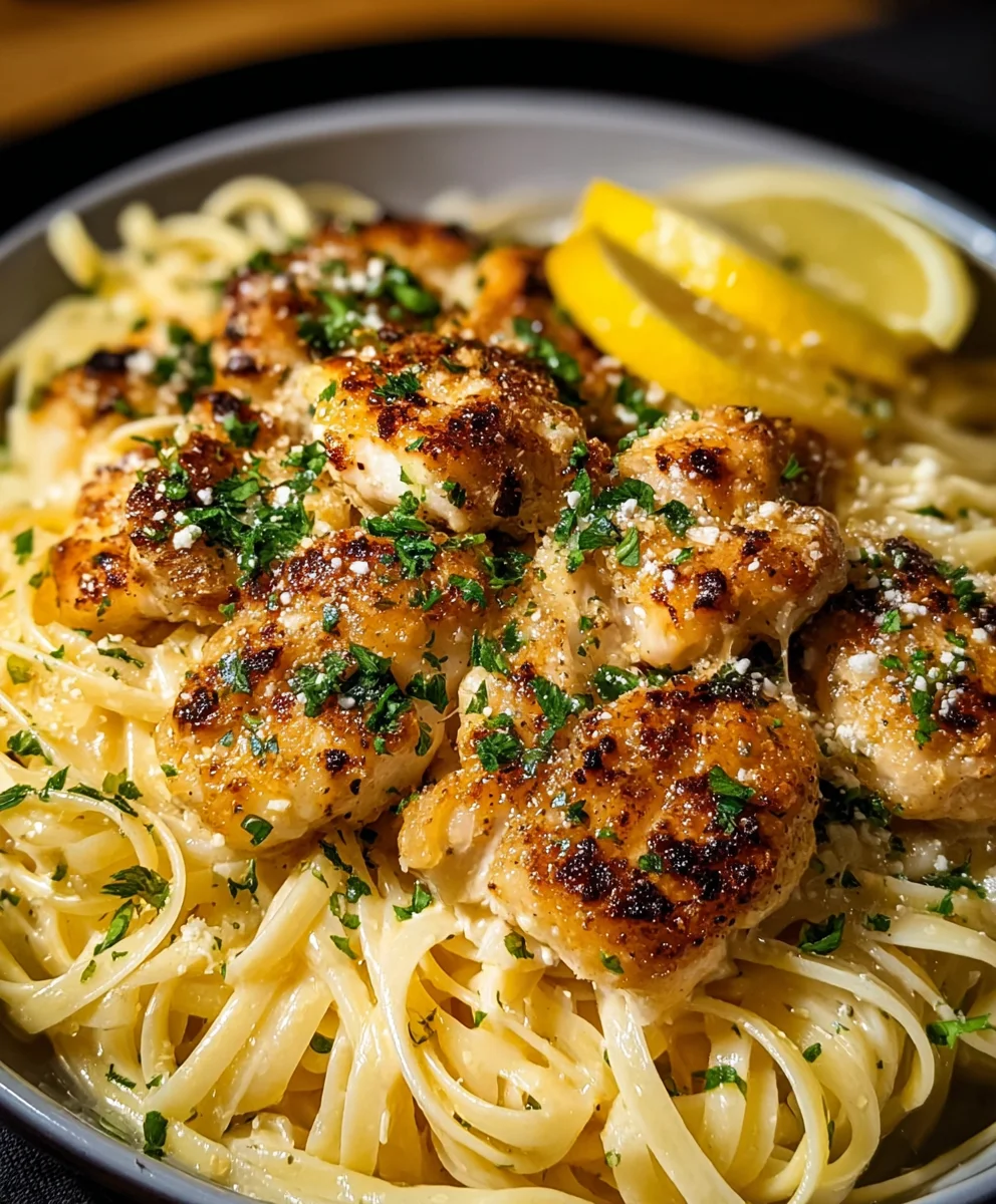 Lemon Garlic Butter Chicken Parmesan Linguine