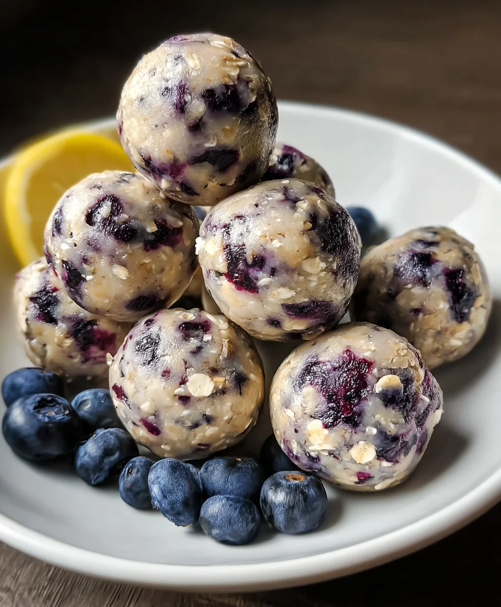 Easy No-Bake Lemon Blueberry Protein Bites