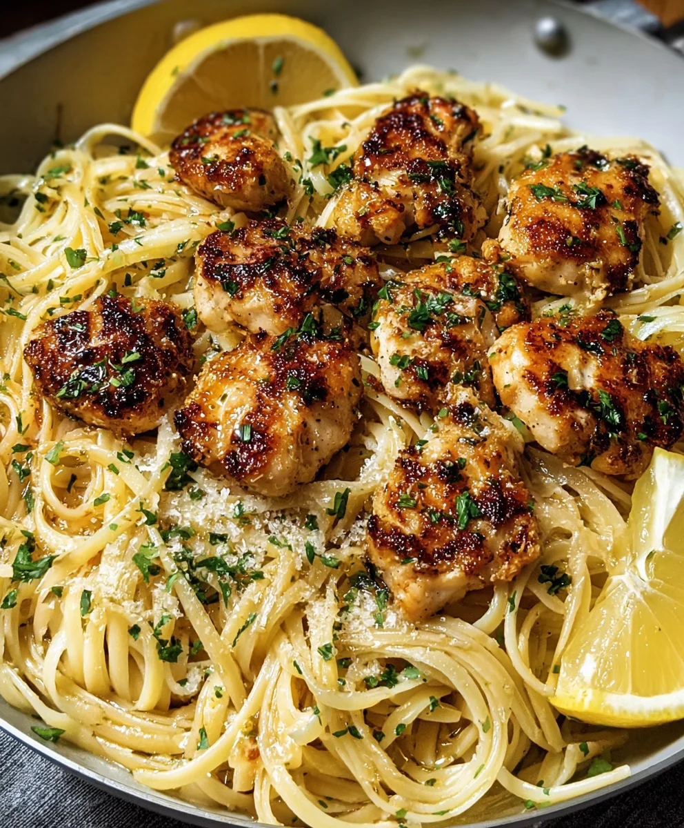 Lemon Garlic Butter Chicken Parmesan Linguine