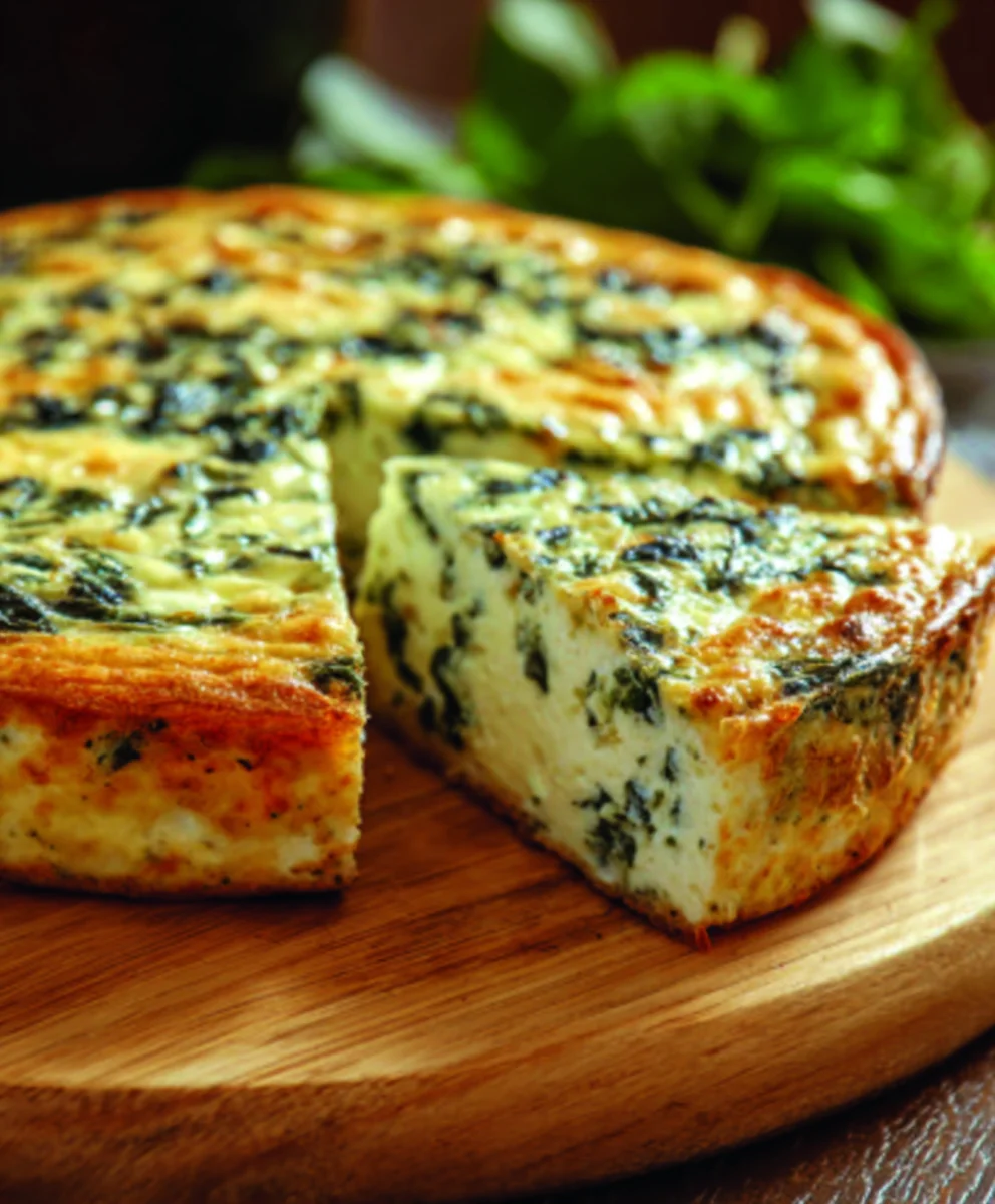 Spinach Cottage Cheese Crustless Quiche Recipe