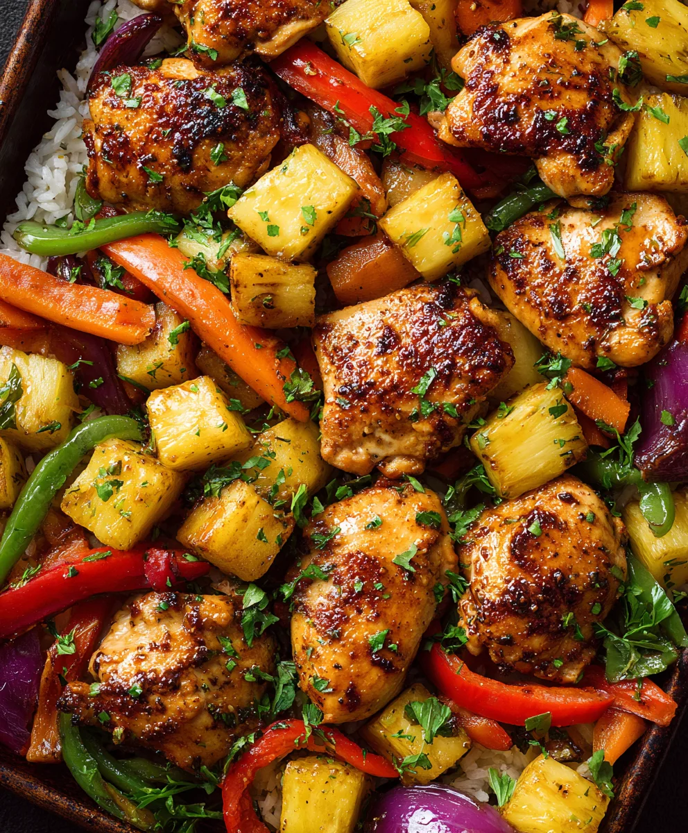 Easy Hawaiian Chicken Sheet Pan Dinner - Delicious & Simple