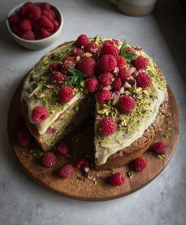 Pistachio Raspberry Cake