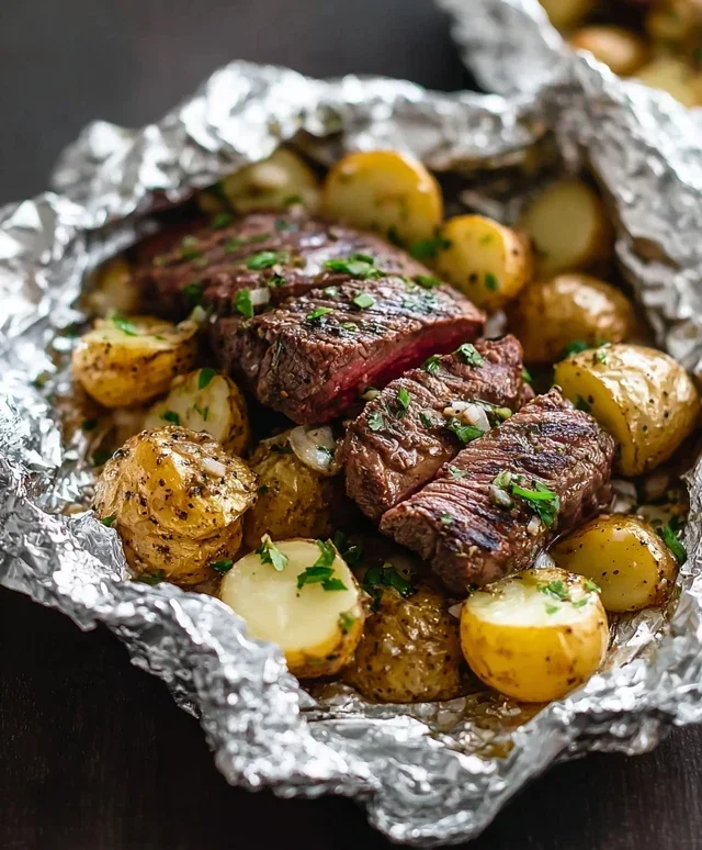 Garlic Steak & Potato Foil Packs