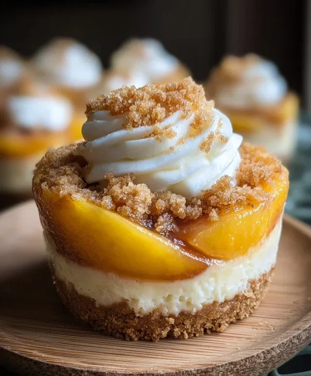 Stuffed Peach Cobbler Mini Cheesecake