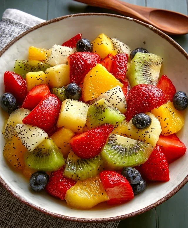 Fruit Salad with Honey-Lime Poppy Seed Dressing