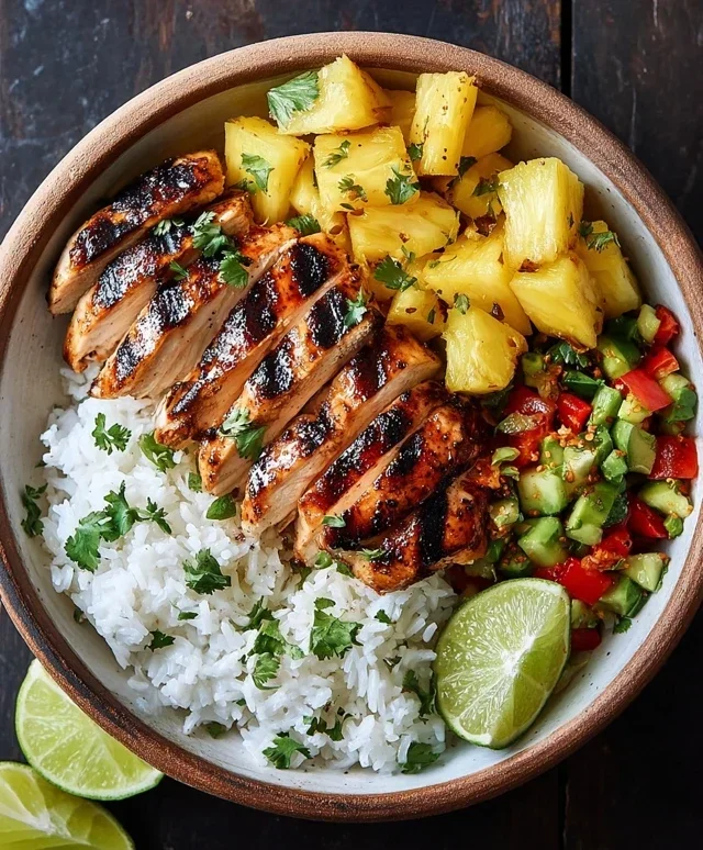 Grilled Chicken and Pineapple Bowls with Coconut Rice