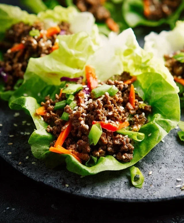 Asian Style Ground Beef Lettuce Wraps