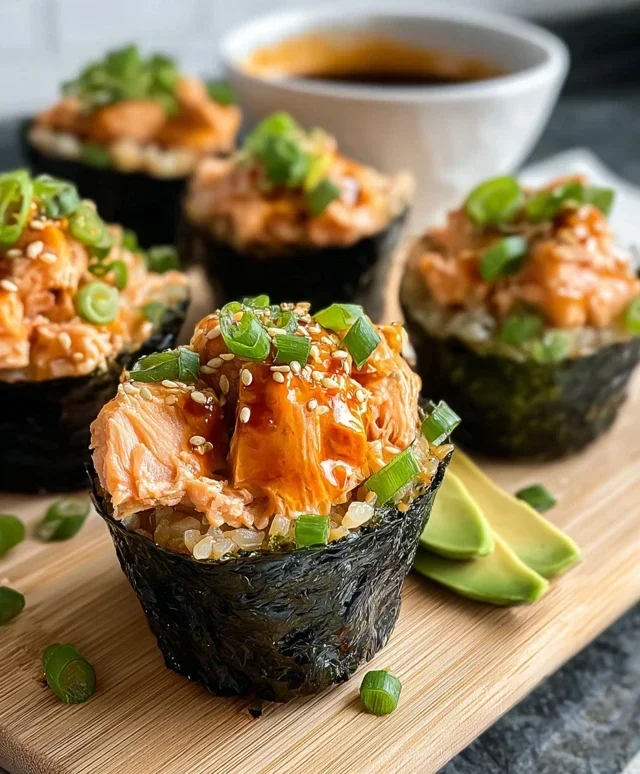 Spicy Salmon Sushi Cups