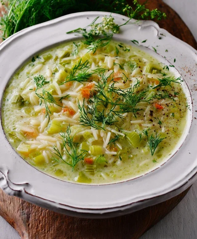 Orzo Leek and Dill Soup