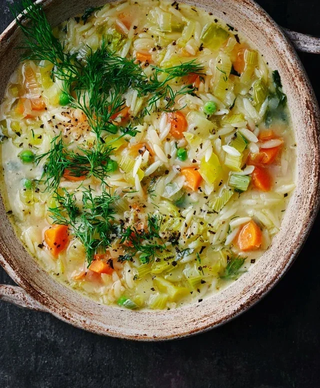 Orzo Leek and Dill Soup