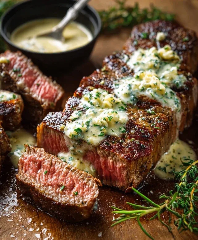 Garlic Butter Steak With Parmesan Cream Sauce