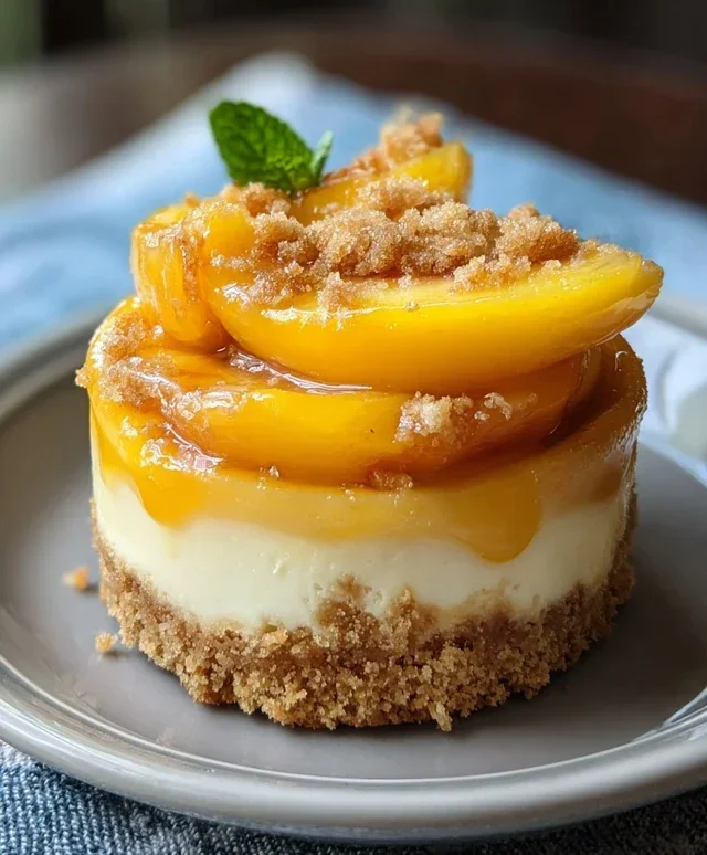 Stuffed Peach Cobbler Mini Cheesecake