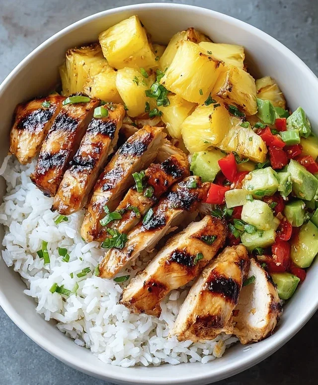 Grilled Chicken and Pineapple Bowls with Coconut Rice
