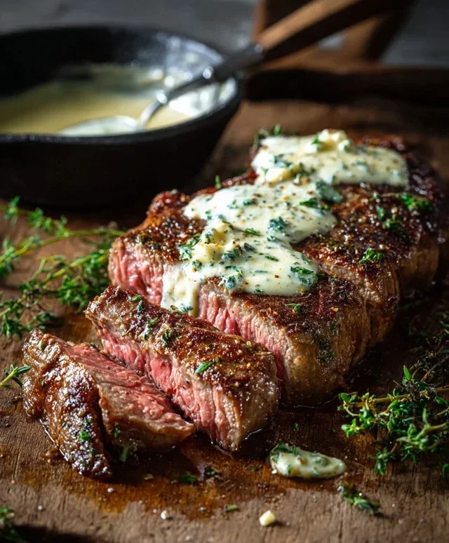 Garlic Butter Steak With Parmesan Cream Sauce