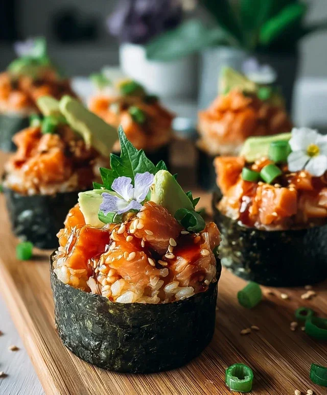 Spicy Salmon Sushi Cups