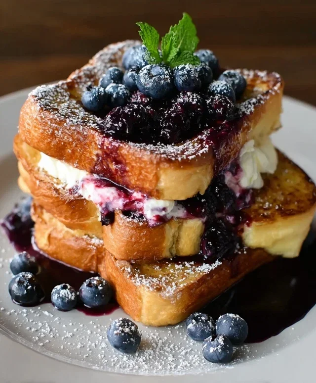 Blueberry Cream Cheese Stuffed French Toast