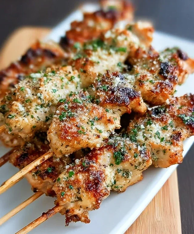 Ranch Garlic Parmesan Chicken Skewers