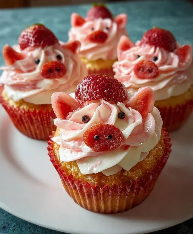 Strawberry Piggy Cupcakes