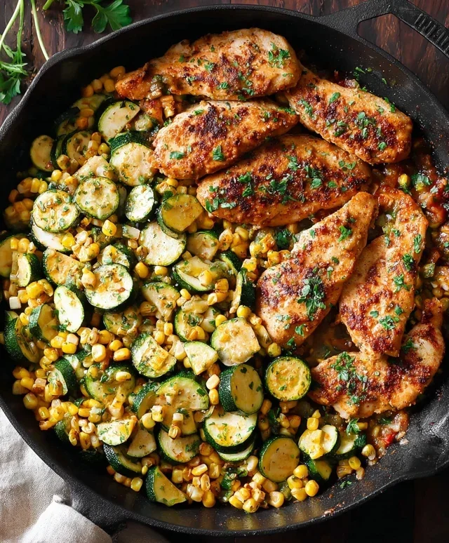 Garlic Butter Chicken with Zucchini and Corn - One-Pan, 30-Minute Meal