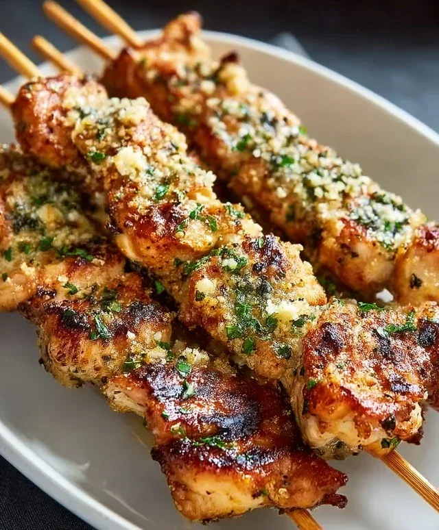 Ranch Garlic Parmesan Chicken Skewers
