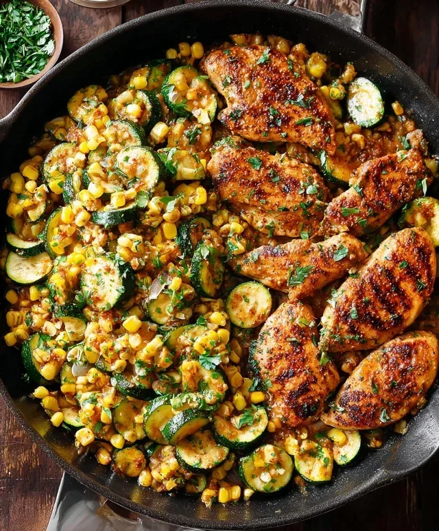 Garlic Butter Chicken with Zucchini and Corn - One-Pan, 30-Minute Meal