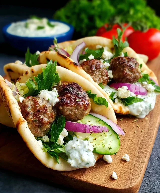 Greek Meatball Pitas