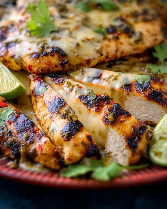 Grilled Salsa Verde Pepper Jack Chicken