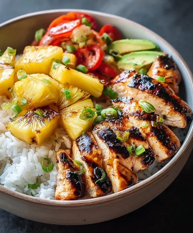 Grilled Chicken and Pineapple Bowls with Coconut Rice