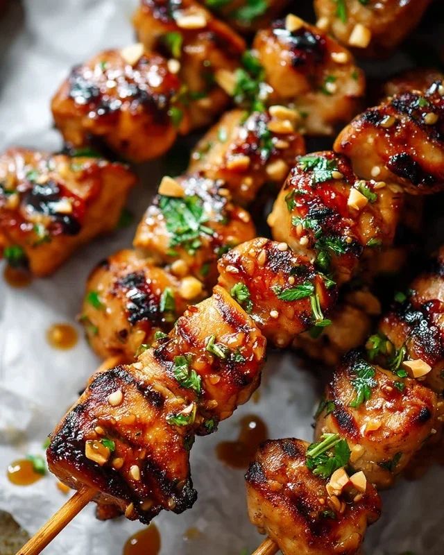 Easy Grilled Asian Chicken Skewers with Honey Garlic Sauce