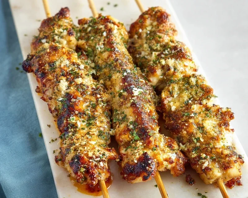 Ranch Garlic Parmesan Chicken Skewers