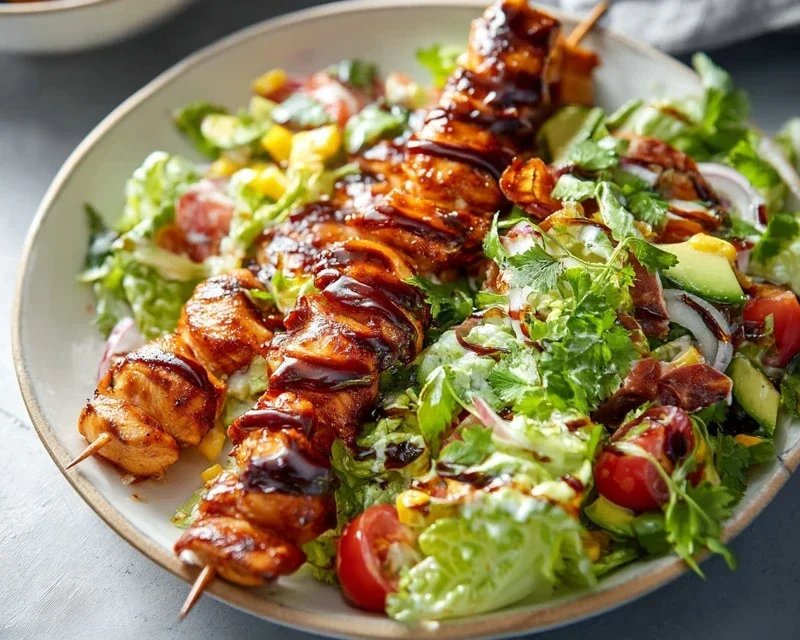 BBQ Chicken Skewer Salad