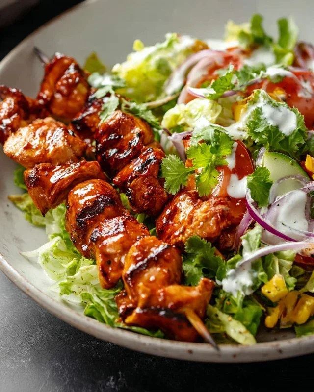 BBQ Chicken Skewer Salad