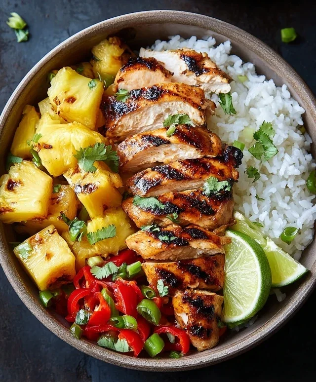 Grilled Chicken and Pineapple Bowls with Coconut Rice