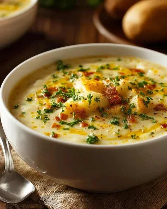 Hearty Cheddar Garlic Herb Potato Soup Recipe