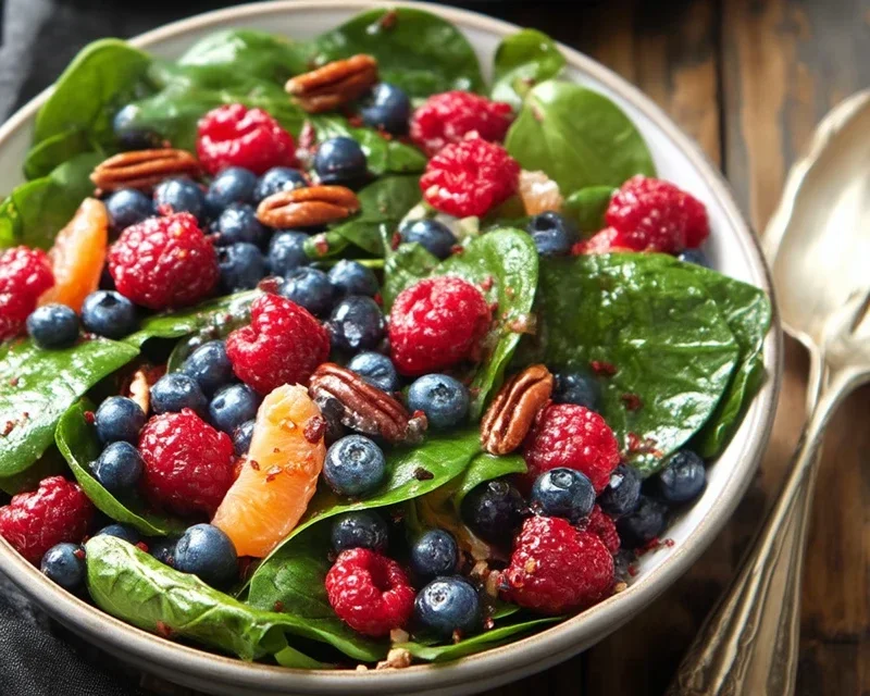 Berry Spinach Salad with Blueberries and Raspberries
