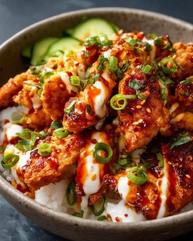 Spicy Honey-Gin Extract Extractger Chicken Bowls with Yum Yum Sauce