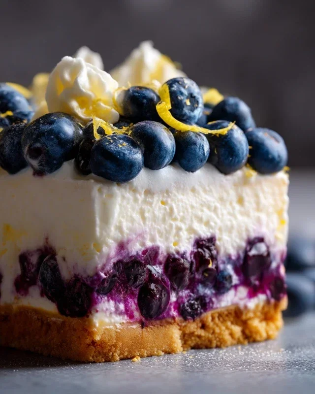 No-Bake Lemon dazzling Blueberry cream Cake