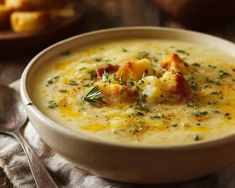 Hearty Cheddar Garlic Herb Potato Soup Recipe