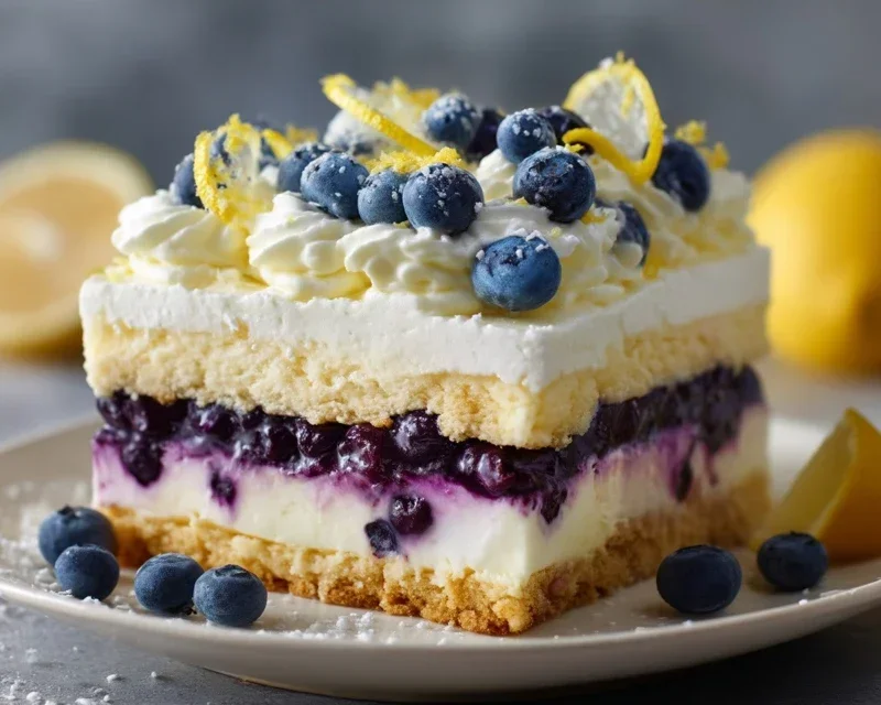 No-Bake Lemon dazzling Blueberry cream Cake