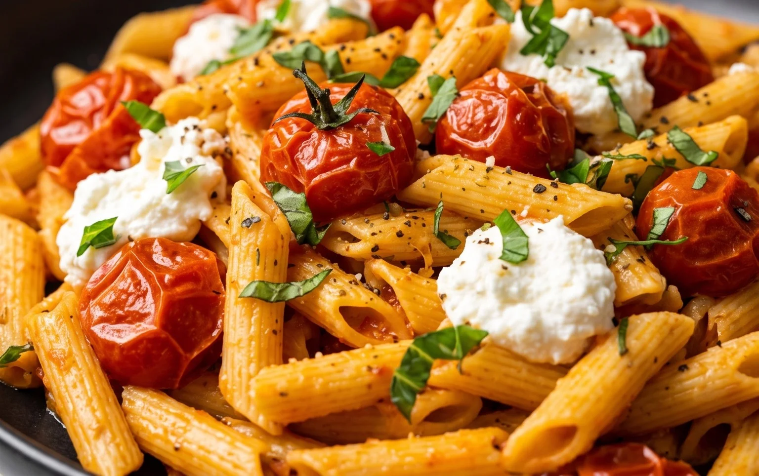 Roasted Tomato and Garlic Ricotta Pasta