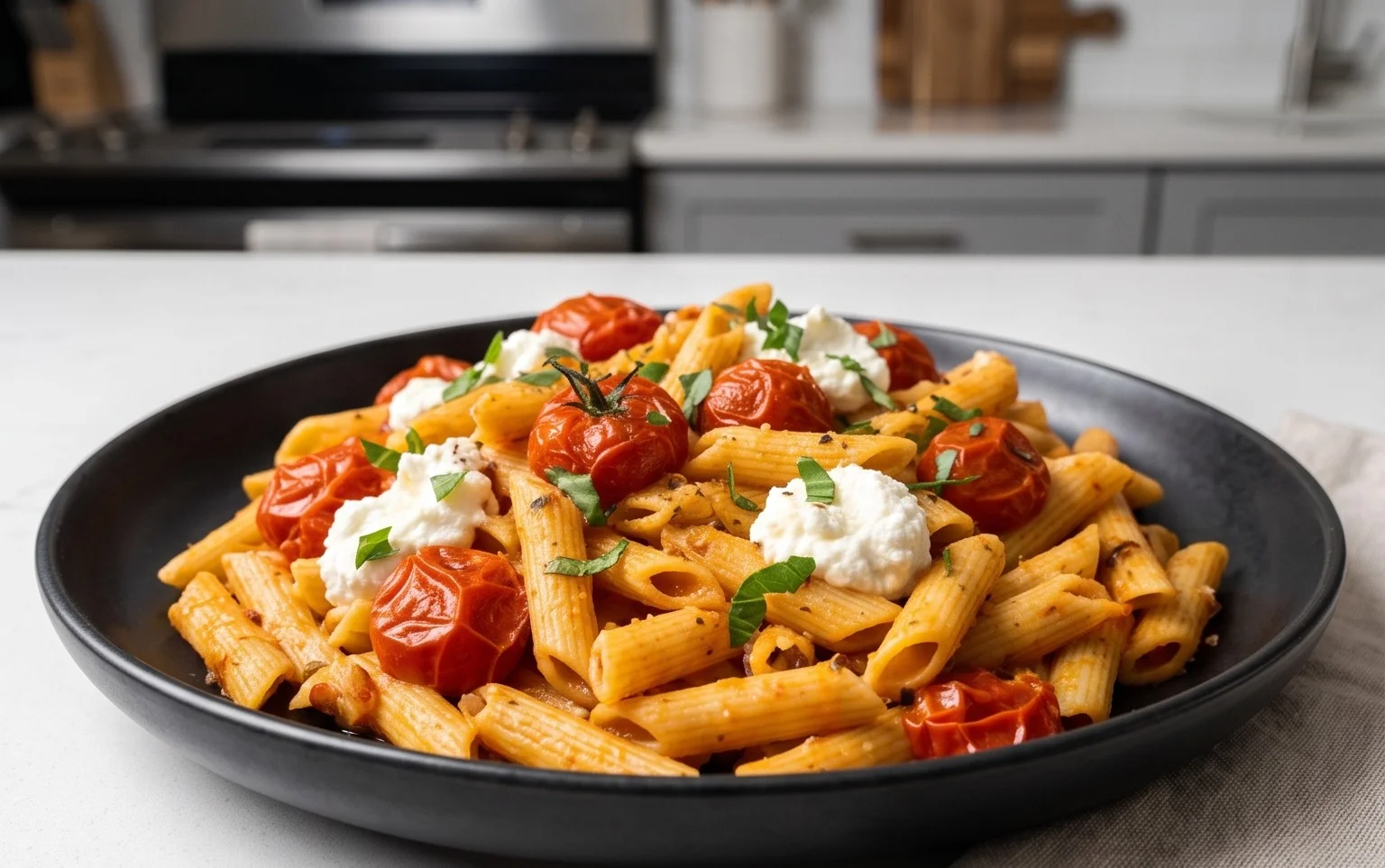 Roasted Tomato and Garlic Ricotta Pasta